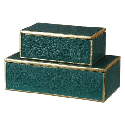 Karis Emerald Green Boxes - Uttermost - Decorative Boxes by Modest Hut
