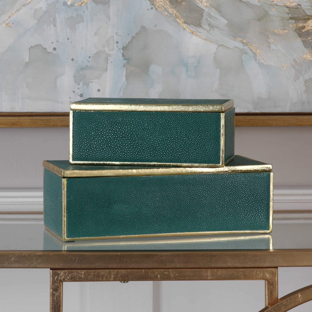 Karis Emerald Green Boxes - Uttermost - Decorative Boxes by Modest Hut