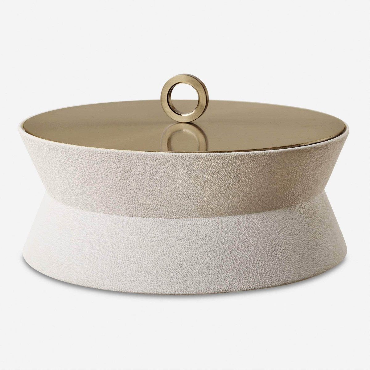 Luxe White Shagreen Round Box - Uttermost - Decorative Boxes by Modest Hut