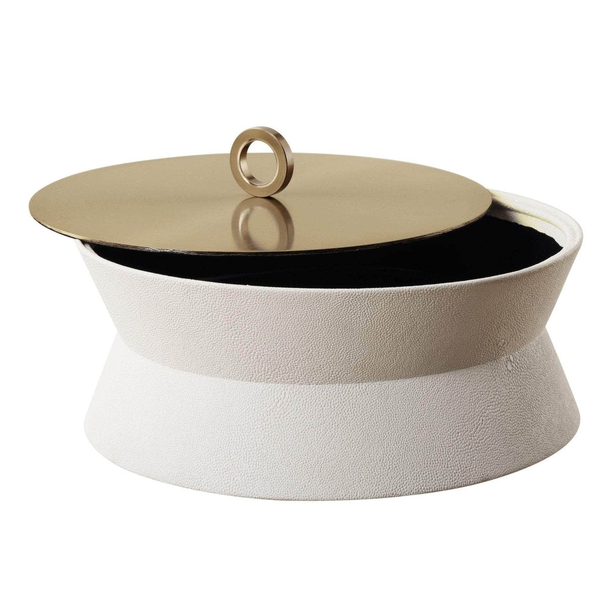 Luxe White Shagreen Round Box - Uttermost - Decorative Boxes by Modest Hut