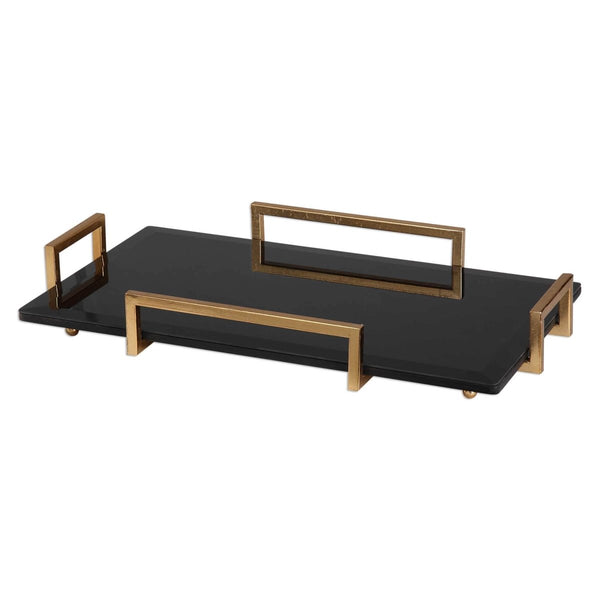 Ettore Black Glass Tray - Uttermost - Decorative Trays by Modest Hut