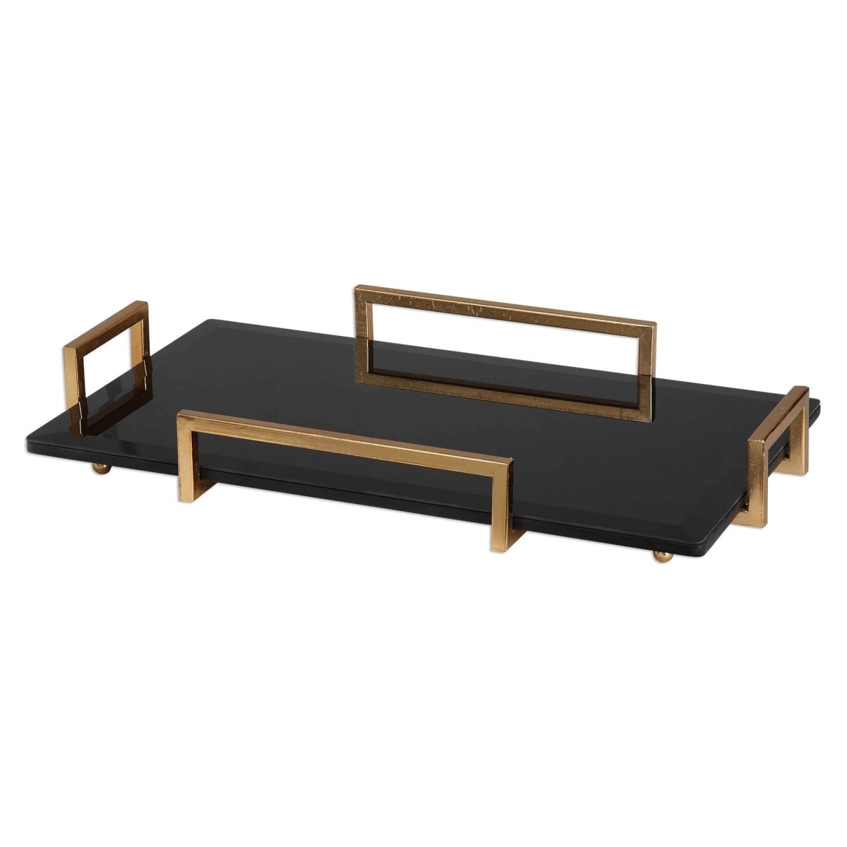Ettore Black Glass Tray - Uttermost - Decorative Trays by Modest Hut