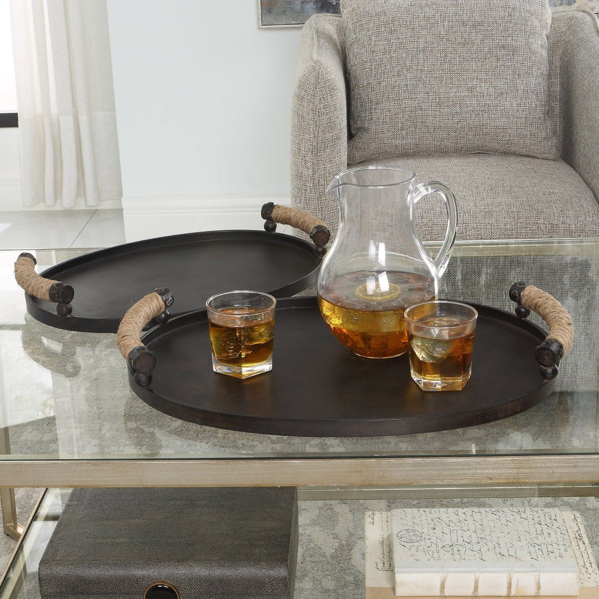 Viggo Bronze Trays, Set/2 - Uttermost - Decorative Trays by Modest Hut