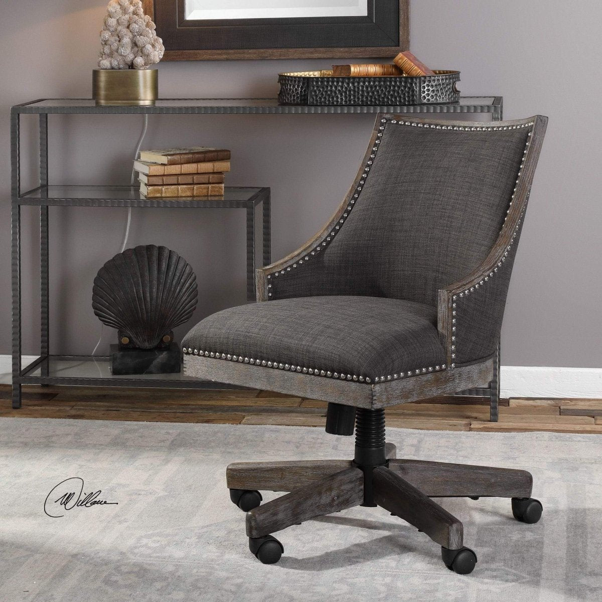 Adrian Charcoal Desk Chair - Uttermost - Desk Chairs by Modest Hut