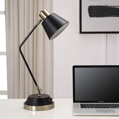 Antique Brass and Black Desk Lamp - Uttermost - Desk Lamps by Modest Hut