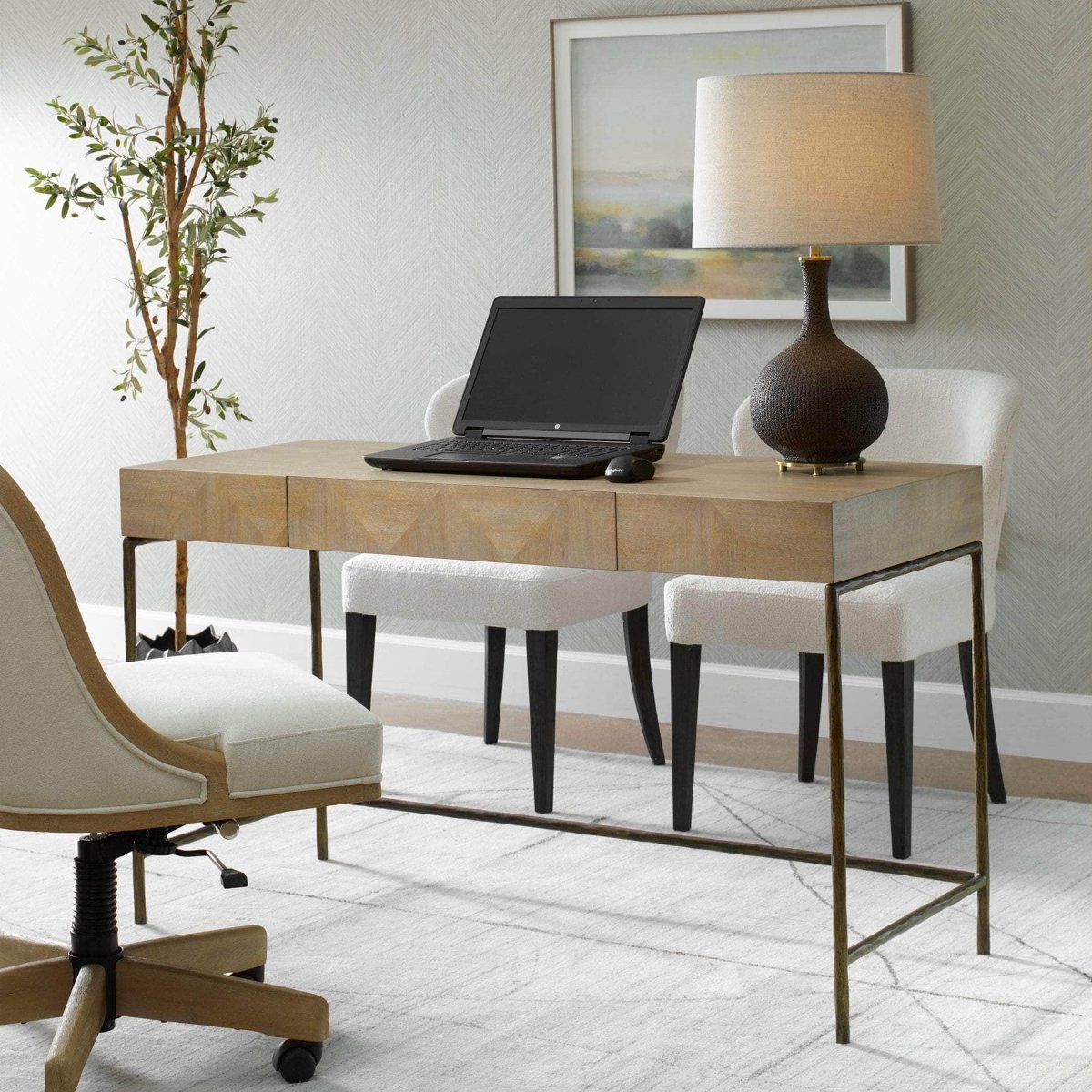 Aristotle Natuiral Wood Modern Desk - Uttermost - Desks by Modest Hut