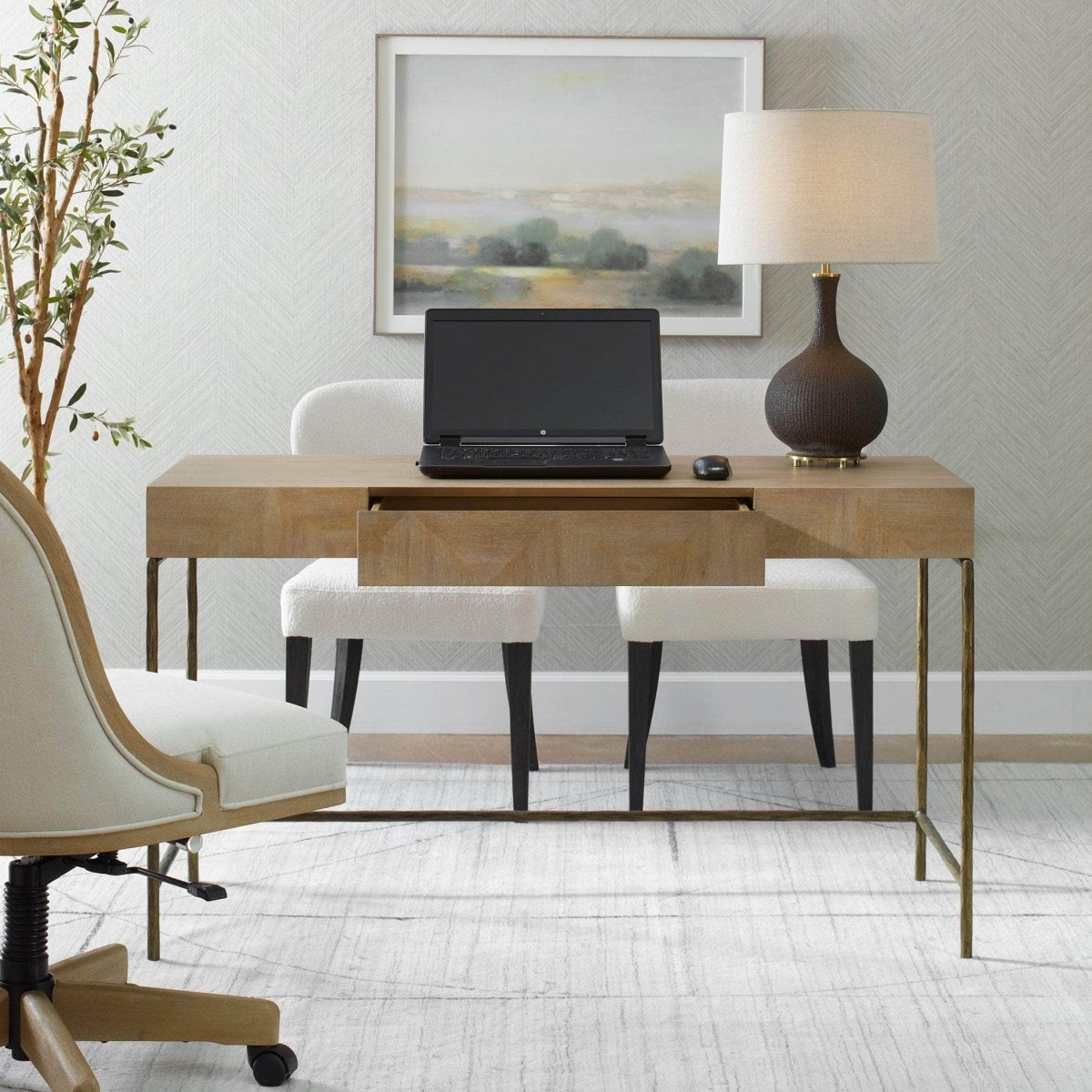 Aristotle Natuiral Wood Modern Desk - Uttermost - Desks by Modest Hut