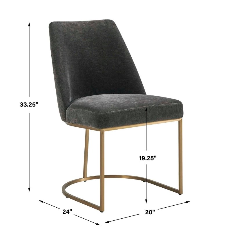 Hanni Gray Upholstered Dining Chair by Uttermost dimensions diagram