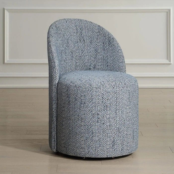 Roll With It Denim Dining Chair by Uttermost dining chair angled view with casters