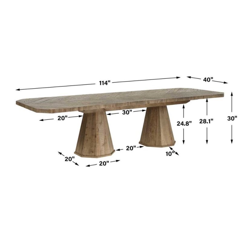 Caledon Solid Oak Dining Table, 2 Cartons - Uttermost - Dining Tables by Modest Hut