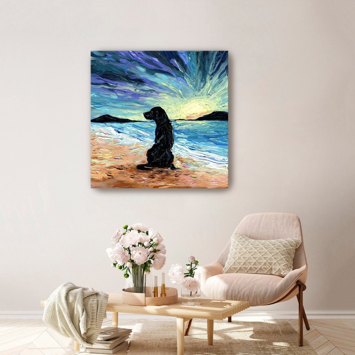Beach Days - Black Labrador Canvas Wall Art - Lumaprints - Dogs by Modest Hut