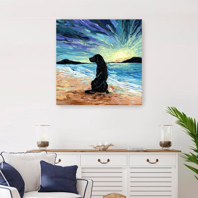 Beach Days - Black Labrador Canvas Wall Art - Lumaprints - Dogs by Modest Hut