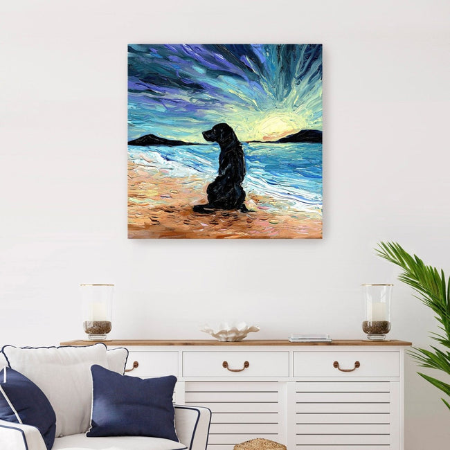 Beach Days - Black Labrador Canvas Wall Art - Lumaprints - Dogs by Modest Hut