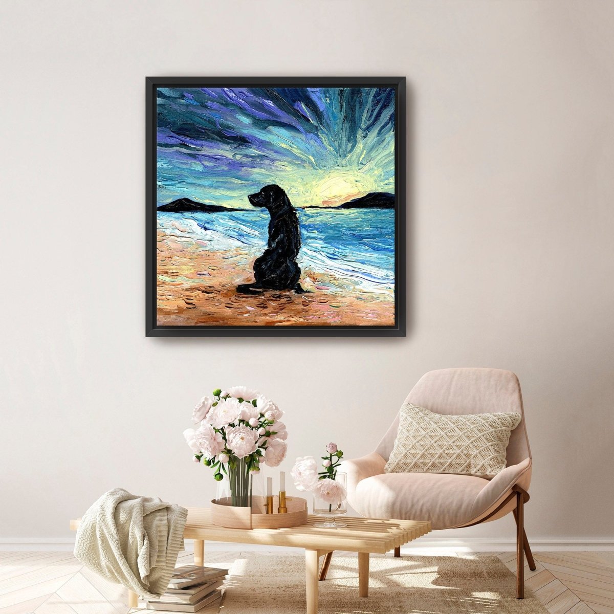 Beach Days - Black Labrador Canvas Wall Art - Lumaprints - Dogs by Modest Hut