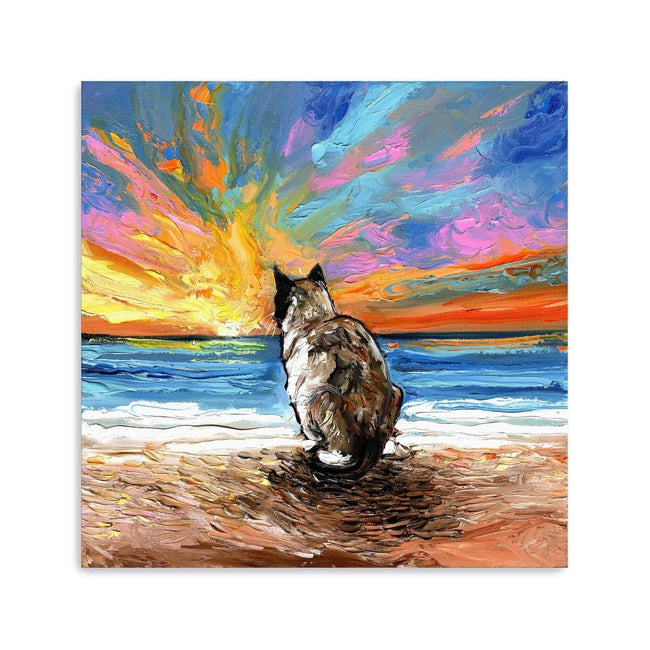 Beach Days - Snowshoe Cat Canvas Wall Art - Lumaprints - Dogs by Modest Hut