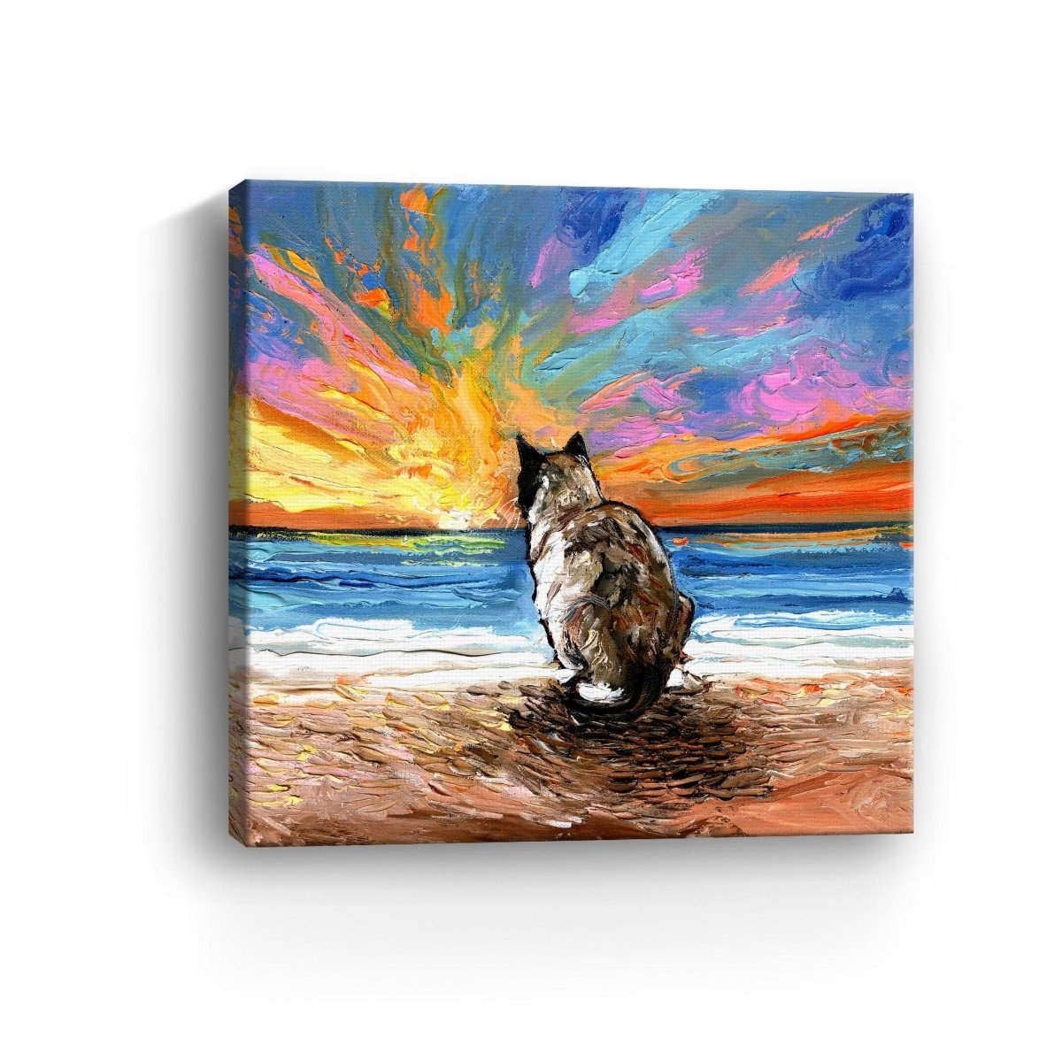 Beach Days - Snowshoe Cat Canvas Wall Art - Lumaprints - Dogs by Modest Hut