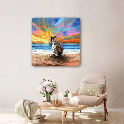 Beach Days - Snowshoe Cat Canvas Wall Art - Lumaprints - Dogs by Modest Hut