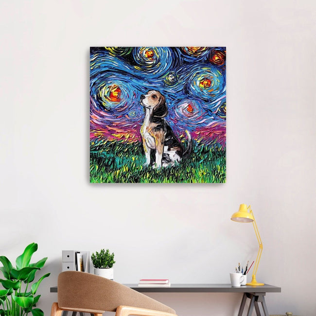 Beagle Night Canvas Wall Art - Lumaprints - Dogs by Modest Hut