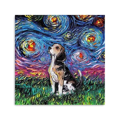 Beagle Night Canvas Wall Art - Lumaprints - Dogs by Modest Hut