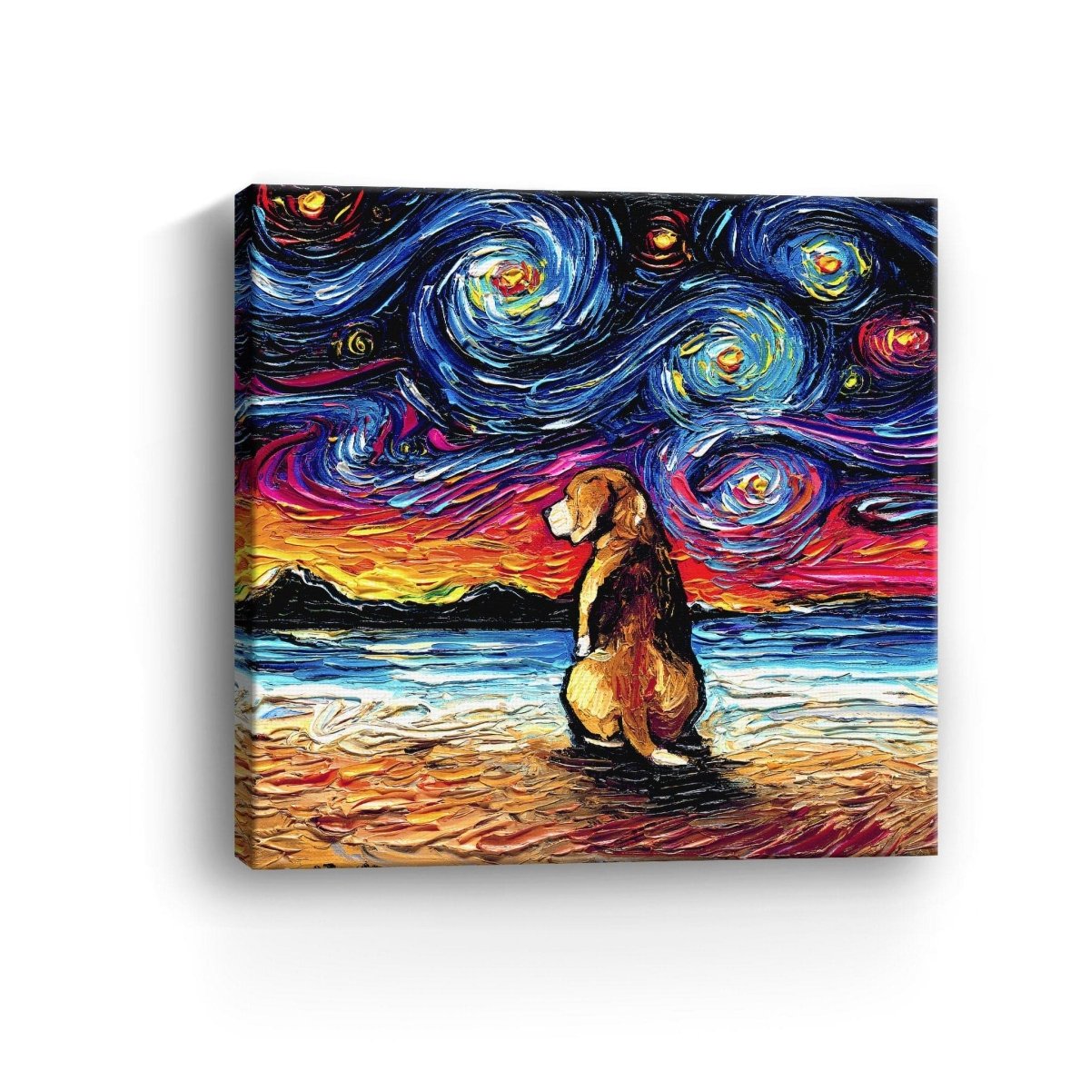 Beagle Night II Canvas Wall Art - Lumaprints - Dogs by Modest Hut