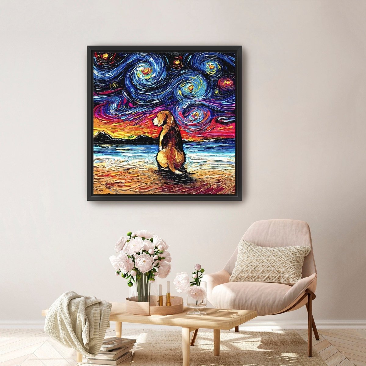 Beagle Night II Canvas Wall Art - Lumaprints - Dogs by Modest Hut