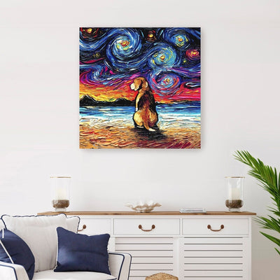 Beagle Night II Canvas Wall Art - Lumaprints - Dogs by Modest Hut