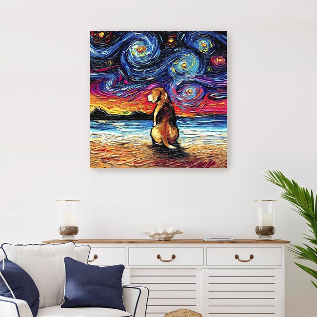Beagle Night II Canvas Wall Art - Lumaprints - Dogs by Modest Hut