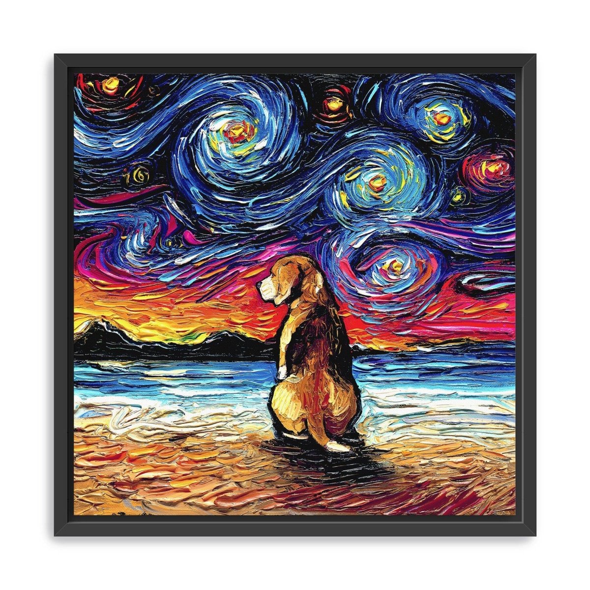 Beagle Night II Canvas Wall Art - Lumaprints - Dogs by Modest Hut