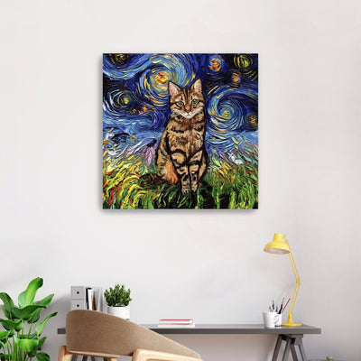 Brown Tabby Night Canvas Wall Art - Lumaprints - Dogs by Modest Hut