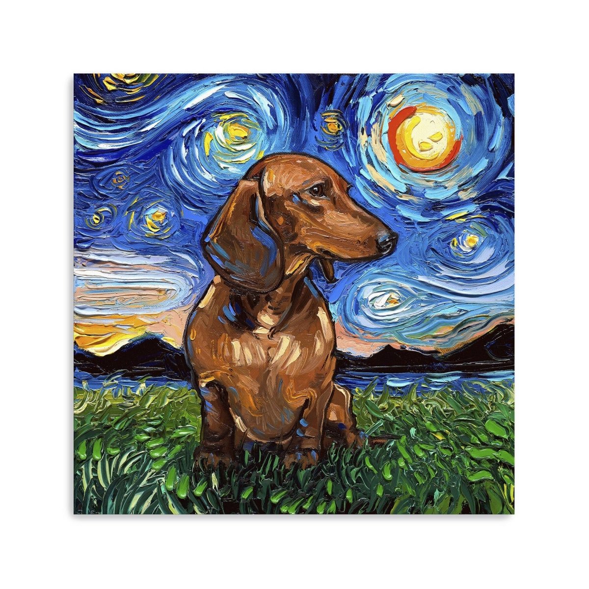 Dachshund Wrapped Canvas deals Wall Art