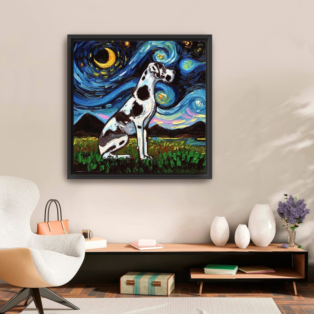 Great Dane Harlequin Canvas Wall Art - Lumaprints - Dogs by Modest Hut