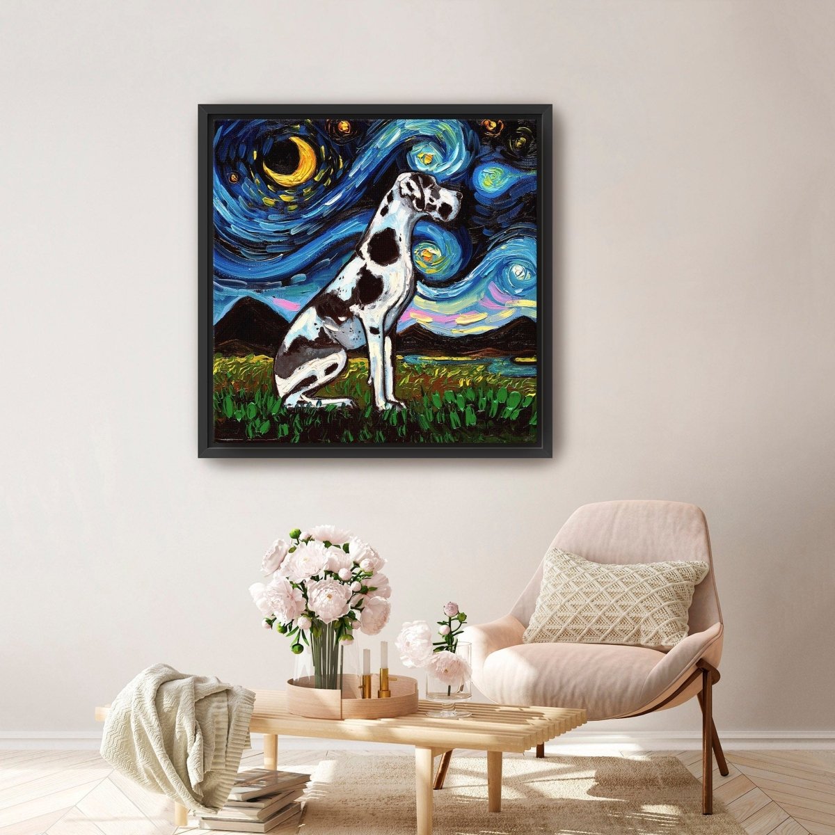 Great Dane Harlequin Canvas Wall Art - Lumaprints - Dogs by Modest Hut