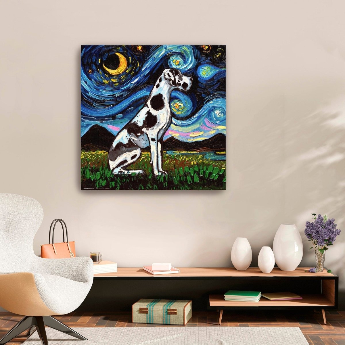 Great Dane Harlequin Canvas Wall Art - Lumaprints - Dogs by Modest Hut