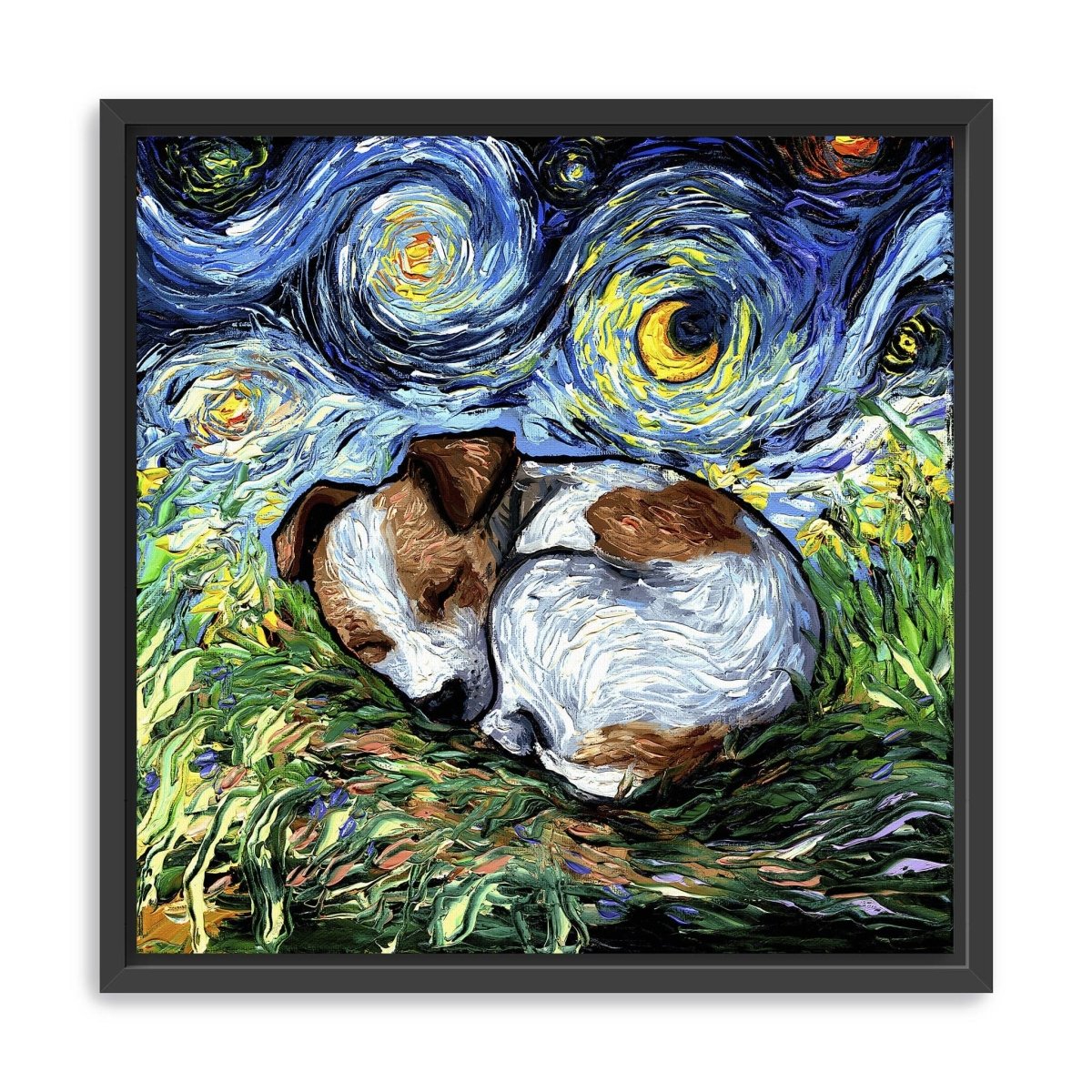 Sleepy Jack Russell Pup Night Canvas Wall Art - Lumaprints - Dogs by Modest Hut