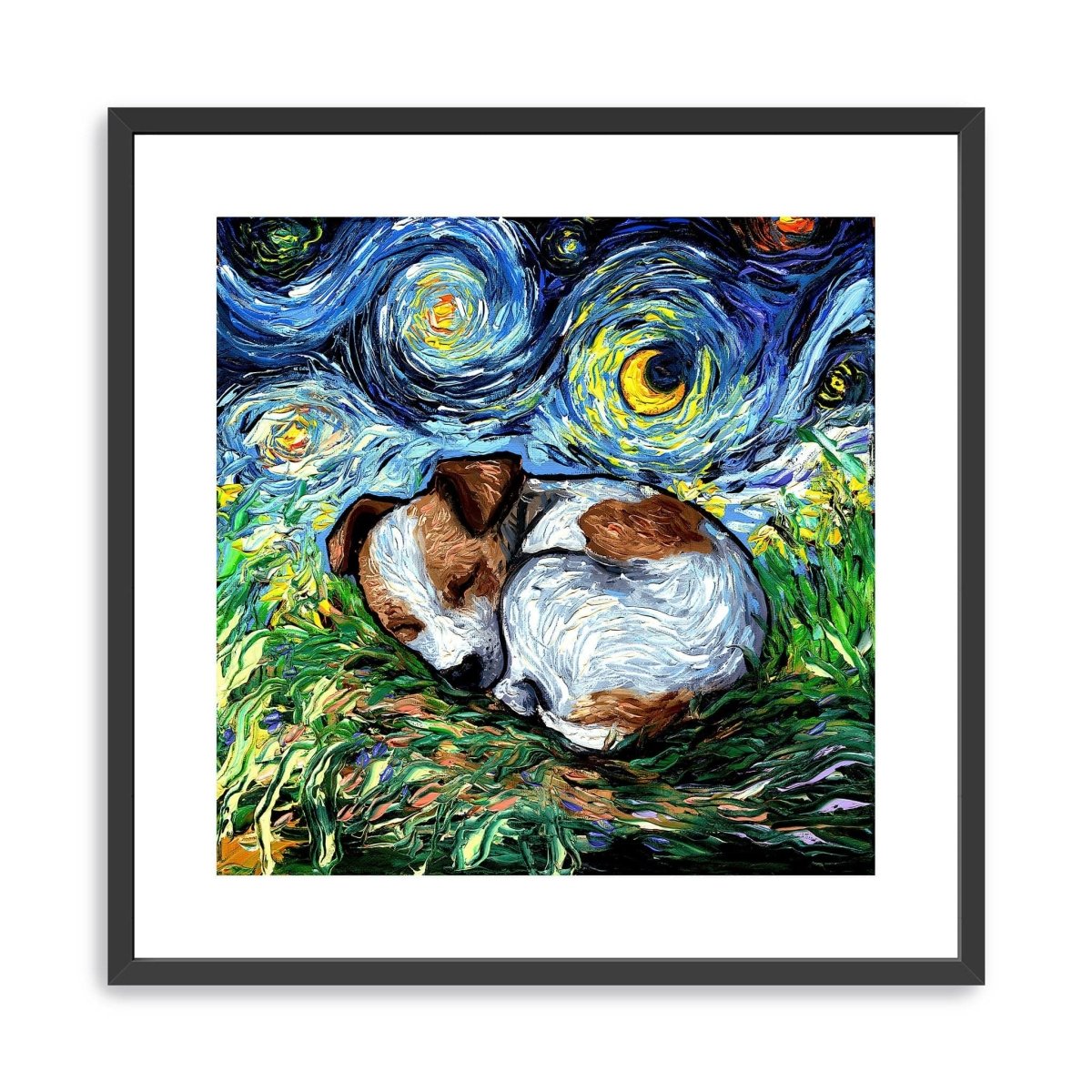 Sleepy Jack Russell Pup Night Canvas Wall Art - Lumaprints - Dogs by Modest Hut