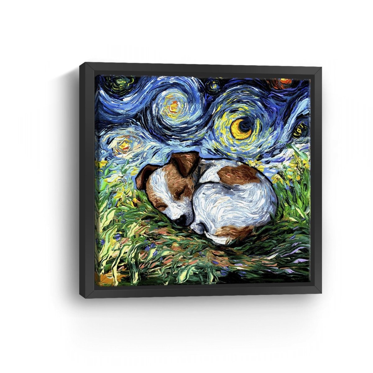 Sleepy Jack Russell Pup Night Canvas Wall Art - Lumaprints - Dogs by Modest Hut