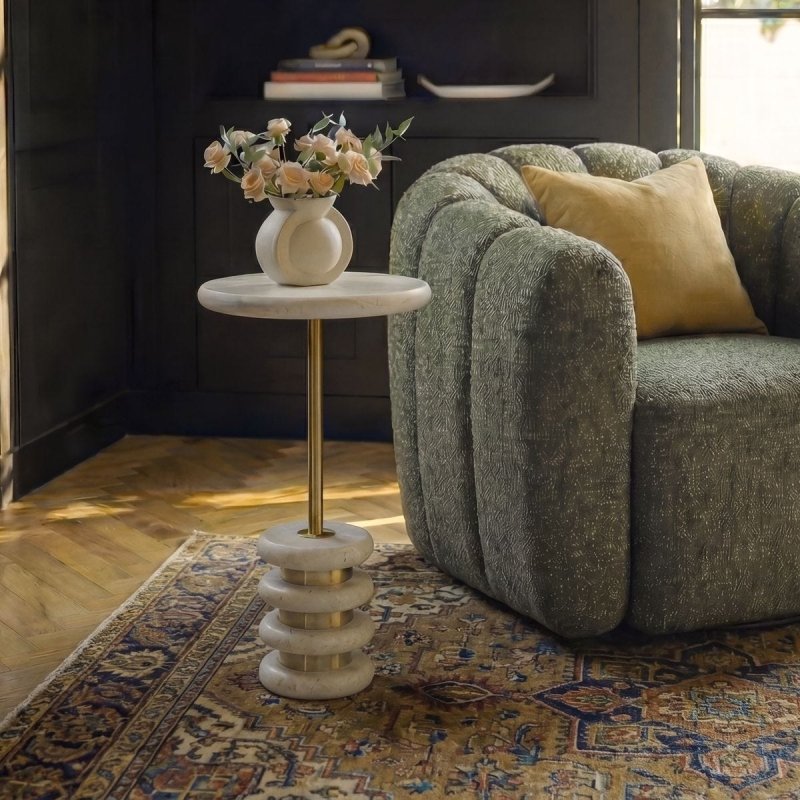 Adames Drink Table styled in a room setting