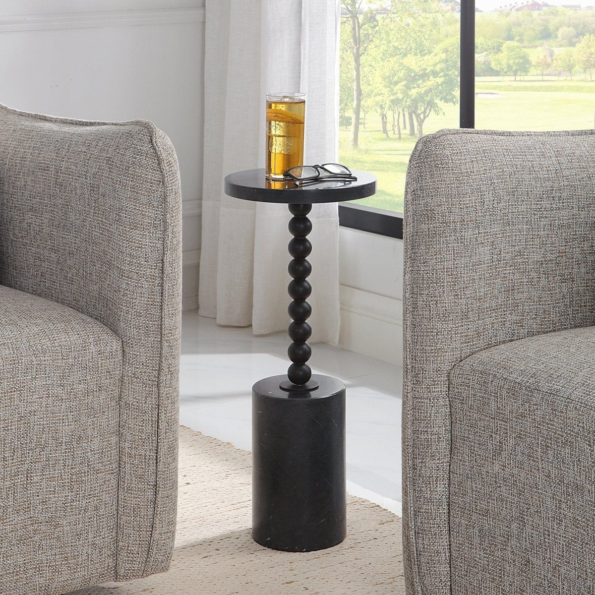 Bead Black Marble Drink Table - Uttermost - Drink Tables by Modest Hut