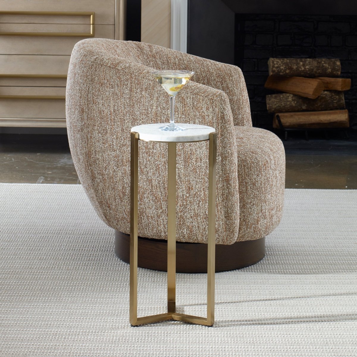 Pietra Carrara Marble Drink Table - Uttermost - Drink Tables by Modest Hut