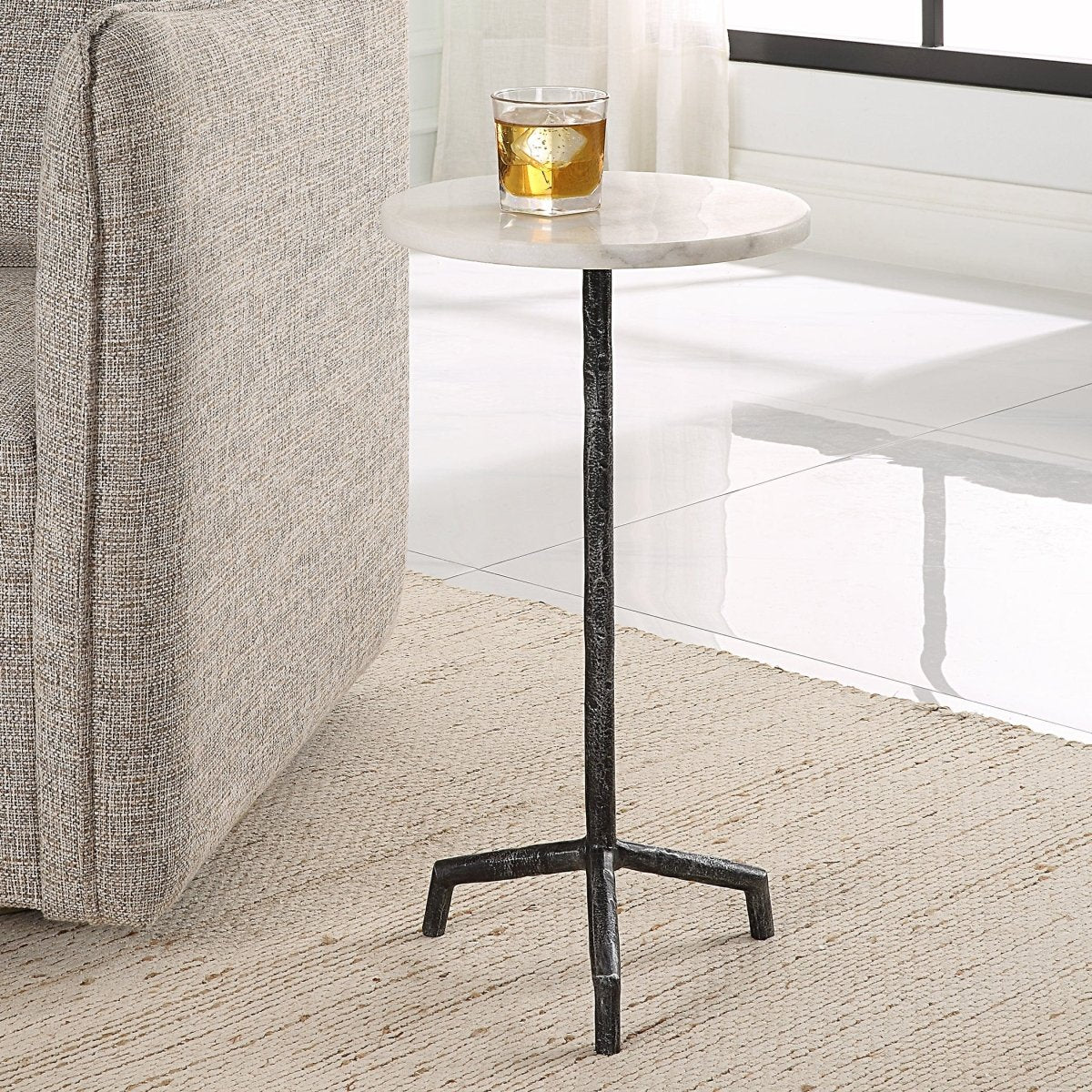 Puritan White Marble Drink Table - Uttermost - Drink Tables by Modest Hut
