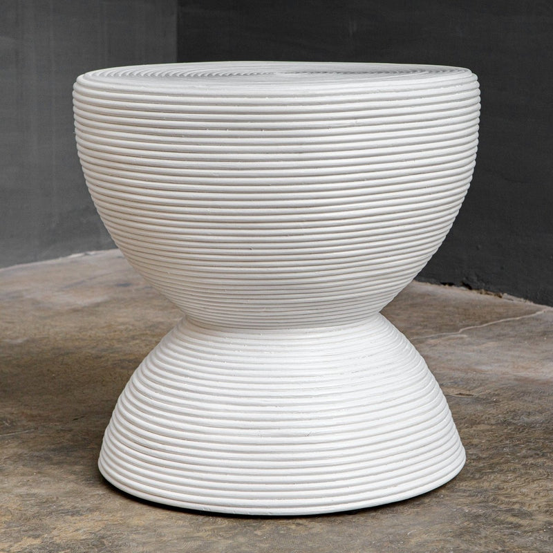 Bongo White Rattan Side Table - Uttermost - End Tables by Modest Hut