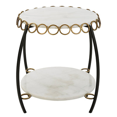 Chainlink White Marble Side Table - Uttermost - End Tables by Modest Hut