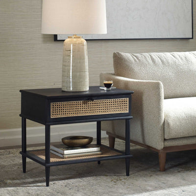 Coast Black Rattan Side Table - Uttermost - End Tables by Modest Hut