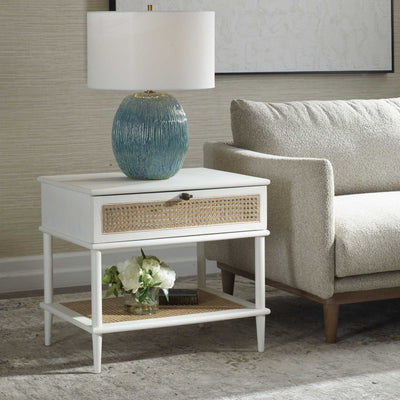 Coast White Rattan Side Table - Uttermost - End Tables by Modest Hut