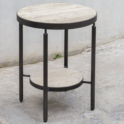 Dauntless Travertine Side Table - Uttermost - End Tables by Modest Hut