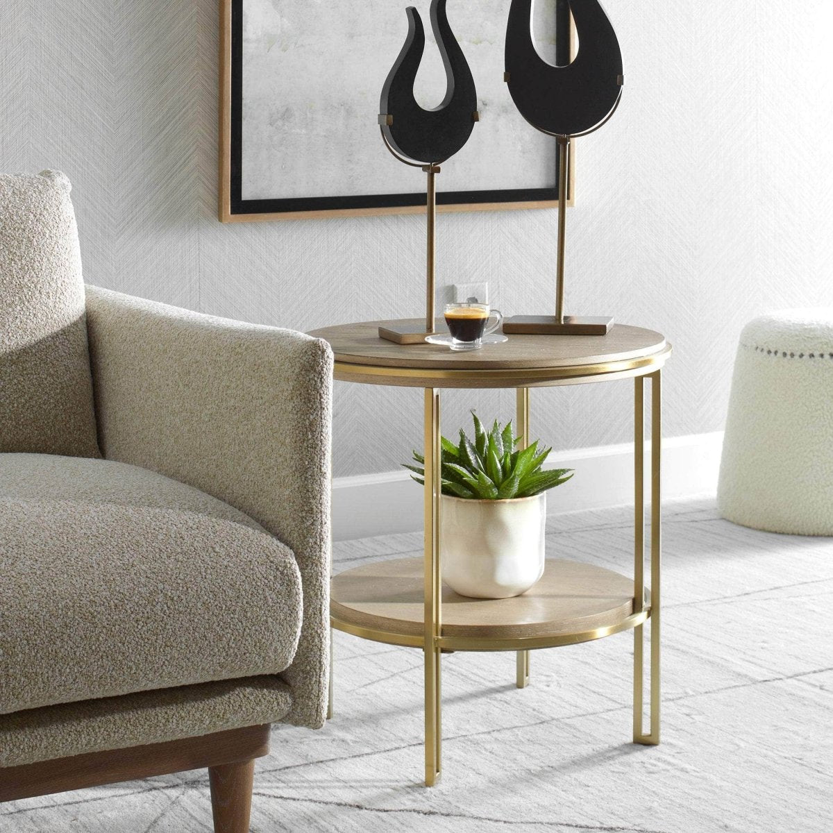 Elise Round Brass Side Table - Uttermost - End Tables by Modest Hut