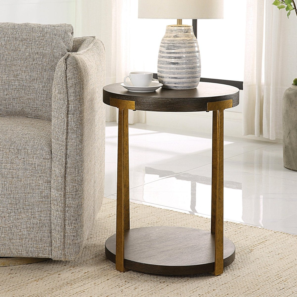 Palisade Round Wood Side Table - Uttermost - End Tables by Modest Hut