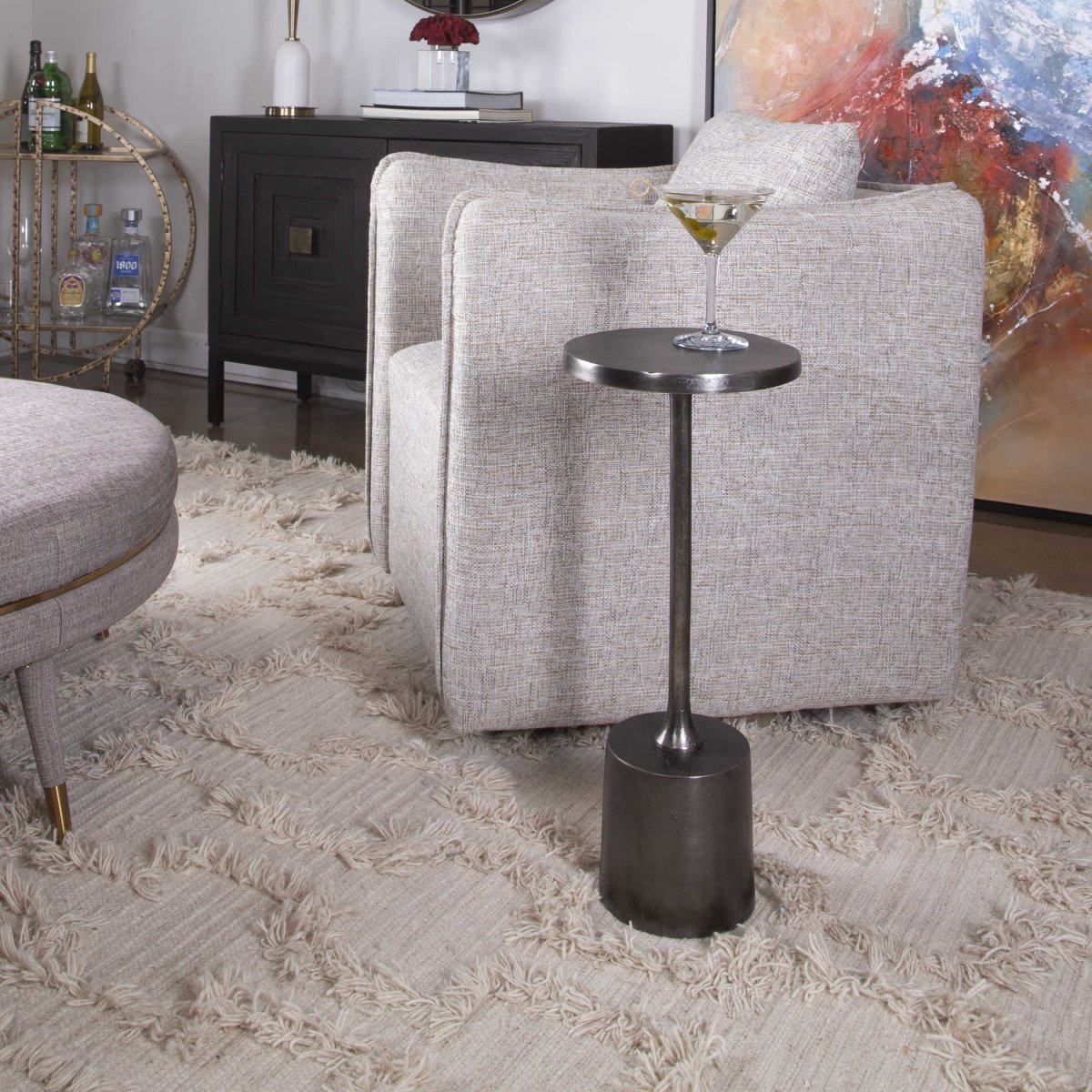 Sanaga Drink Table Nickel - Uttermost - End Tables by Modest Hut