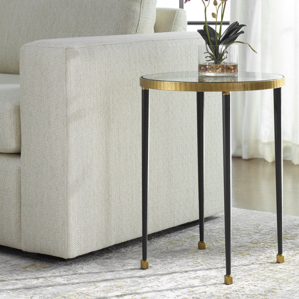 Stiletto Antique Gold Side Table - Uttermost - End Tables by Modest Hut