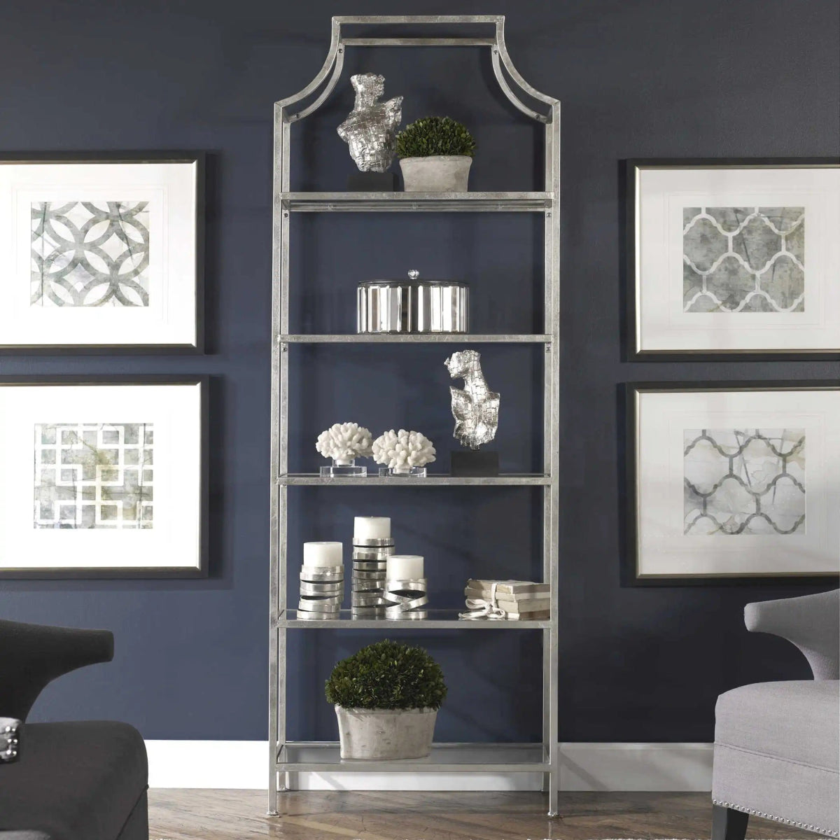 Aurelie Silver Etagere - Uttermost - Etageres by Modest Hut